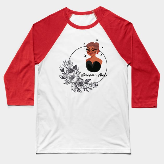 Scorpio Girl Baseball T-Shirt by AirshipRebekah